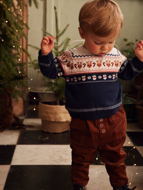 Pull jacquard de Noël bébé marine 5 - vertbaudet enfant 