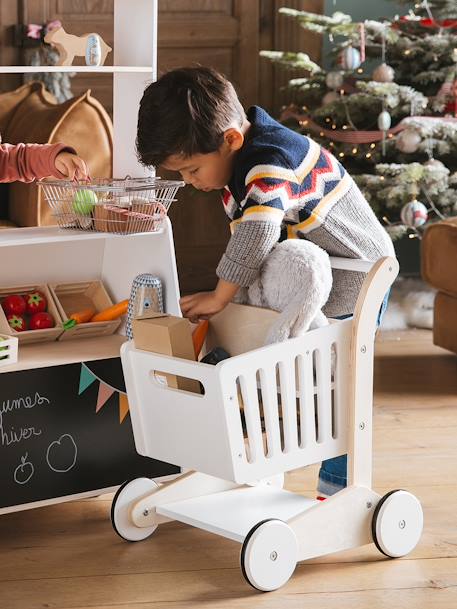 Grand chariot de course porte-poupée en bois FSC® blanc 3 - vertbaudet enfant 