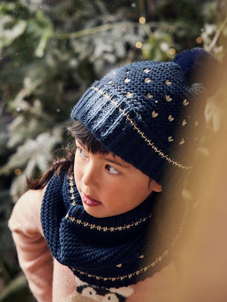 Ensemble bonnet + snood + gants coeurs fille  - vertbaudet enfant