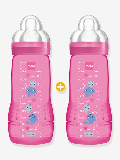 Lot de 2 biberons 330 ml MAM Easy Active 2e âge Fairy Tale lot de 2 bleus+lot de 2 rose 2 - vertbaudet enfant 