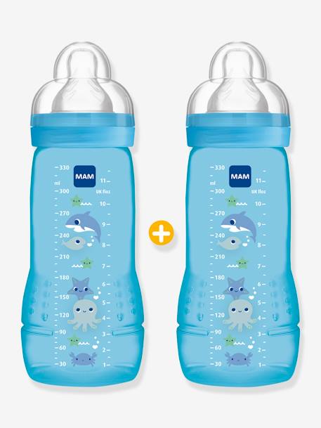 Lot de 2 biberons 330 ml MAM Easy Active 2e âge Fairy Tale lot de 2 bleus+lot de 2 rose 1 - vertbaudet enfant 