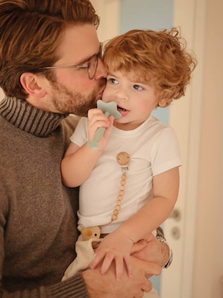 Brosse à dents d’apprentissage MUSHIE en silicone bleu+gris+rose blush 2 - vertbaudet enfant 