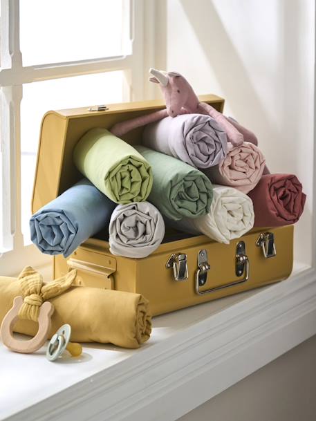 Drap-housse bébé uni Oeko-Tex® bleu denim+bois de rose+écru+gris ardoise+gris perle+lichen+lilas+moutarde+pistache+rose pâle 4 - vertbaudet enfant 