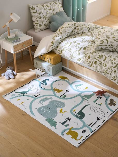 Tapis rectangle circuit Dinosaures écru / multicolore 3 - vertbaudet enfant 