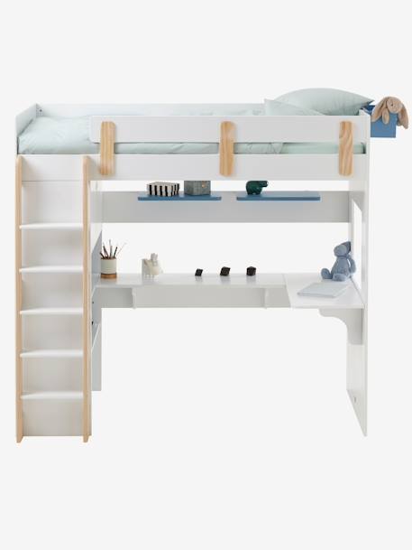 Lit mezzanine avec bureau et rangement LIGNE EVEREST blanc/bois+Kaki 12 - vertbaudet enfant 