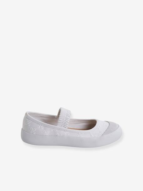 Ballerines en toile fille blanc+denim imprimé coeur+light gold+sauge 2 - vertbaudet enfant 