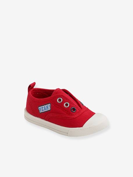 Baskets élastiquées en toile bébé bleu jean+rouge 11 - vertbaudet enfant 