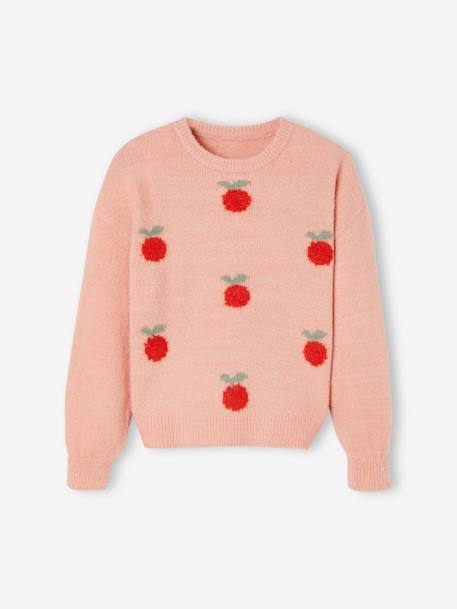 Pull jacquard duveteux fille rose 1 - vertbaudet enfant 