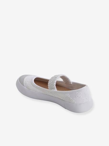 Ballerines en toile fille blanc+denim imprimé coeur+light gold+sauge 3 - vertbaudet enfant 