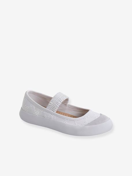 Ballerines en toile fille blanc+denim imprimé coeur+light gold+sauge 1 - vertbaudet enfant 