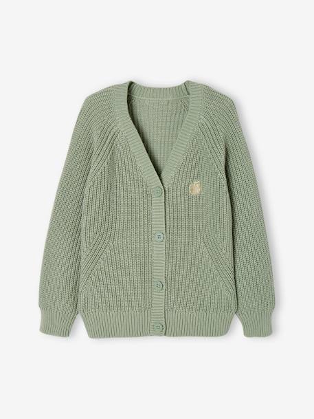 Gilet maille perlée fille corail+jaune pâle+vert sauge 7 - vertbaudet enfant 