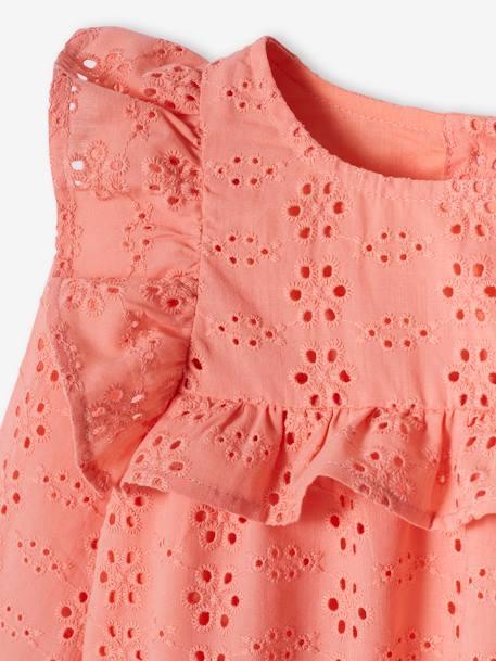 Blouse à volants en broderie anglaise fille bleu ciel+corail+écru 10 - vertbaudet enfant 