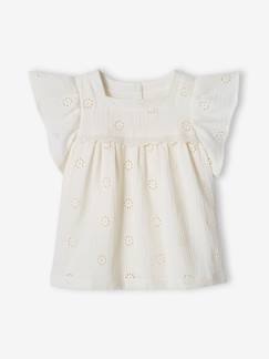 -Blouse en gaze de coton brodée fleurs fille