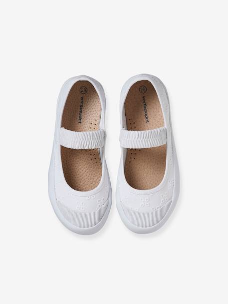 Ballerines en toile fille blanc+denim imprimé coeur+light gold+sauge 4 - vertbaudet enfant 