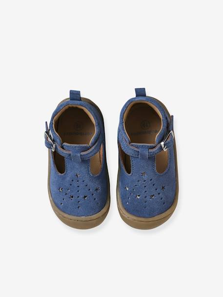 Salomés cuir souple bébé 4 pattes bleu jean 4 - vertbaudet enfant 