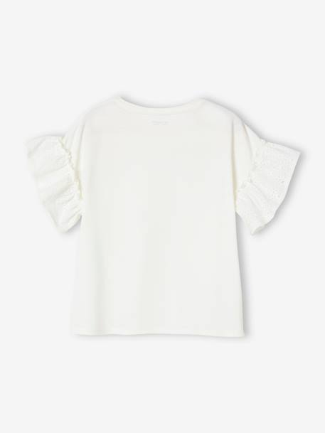 T-shirt manches à volants en broderie anglaise fille écru+pêche 2 - vertbaudet enfant 