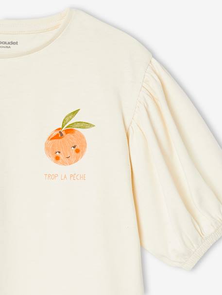 T-shirt manches boules fille motif fruit poitrine écru+rose pâle 5 - vertbaudet enfant 