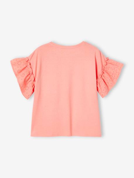 T-shirt manches à volants en broderie anglaise fille écru+pêche 6 - vertbaudet enfant 