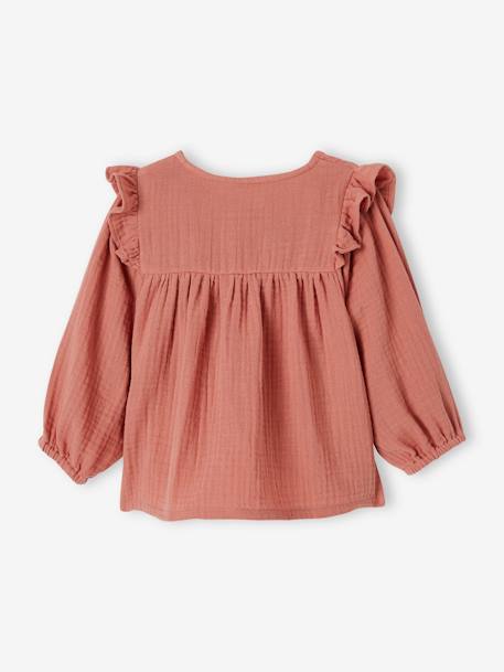 Blouse à volants bébé en gaze de coton bleu ciel+bleu glacier+vieux rose 10 - vertbaudet enfant 