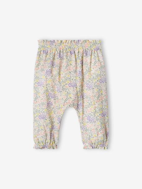 Pantalon imprimé bébé fluide écru+vert imprimé+violet imprimé 2 - vertbaudet enfant 