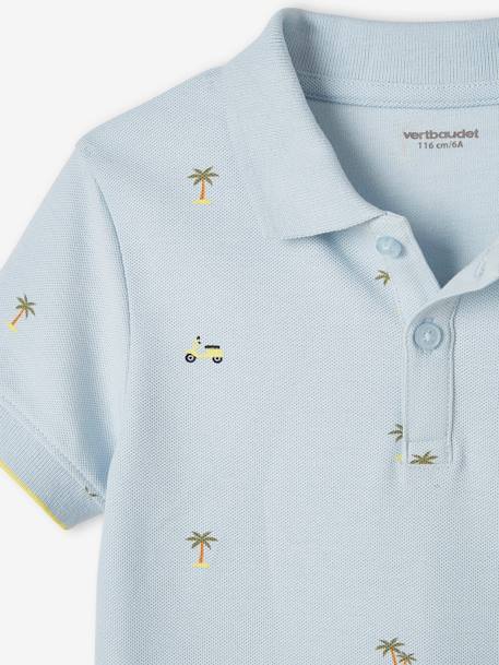 Polo imprimé garçon en maille piquée bleu imprimé+écru 6 - vertbaudet enfant 