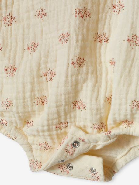 Body fleuri en gaze de coton bébé naissance manches longues écru 5 - vertbaudet enfant 