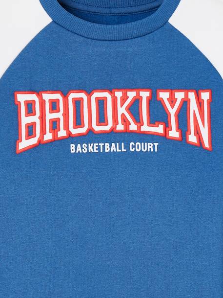 Sweat sport color block team Brooklyn garçon bleu roi+noix de pécan 6 - vertbaudet enfant 