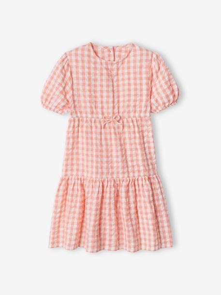 Robe à volant fille manches 3/4 corail+écru 2 - vertbaudet enfant 