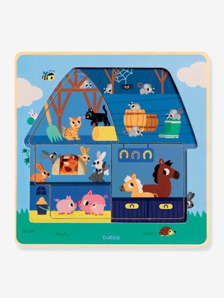 Puzzle 3 niveaux Chez Moo DJECO bleu 4 - vertbaudet enfant 