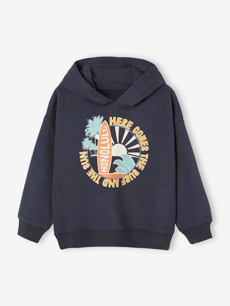 Sweat à capuche grand motif graphique garçon bleu nuit 3 - vertbaudet enfant 