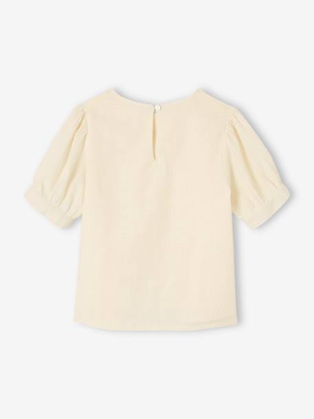 Blouse à dentelle effet lin fille écru 5 - vertbaudet enfant 