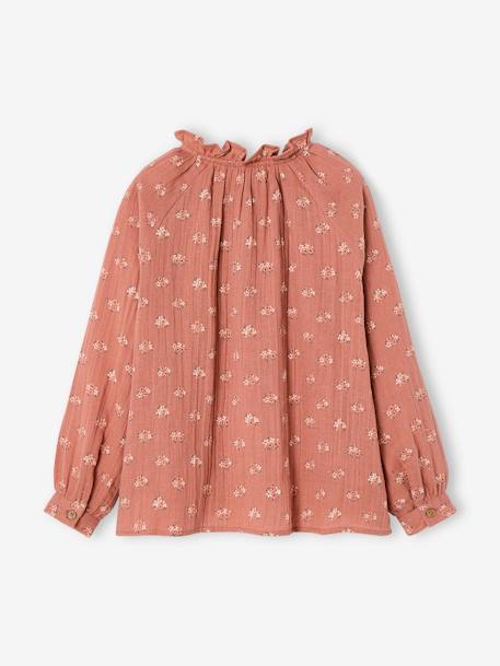 Chemise à volants en gaze de coton fille personnalisable écru+rose pâle+tomette+vert d'eau 11 - vertbaudet enfant 