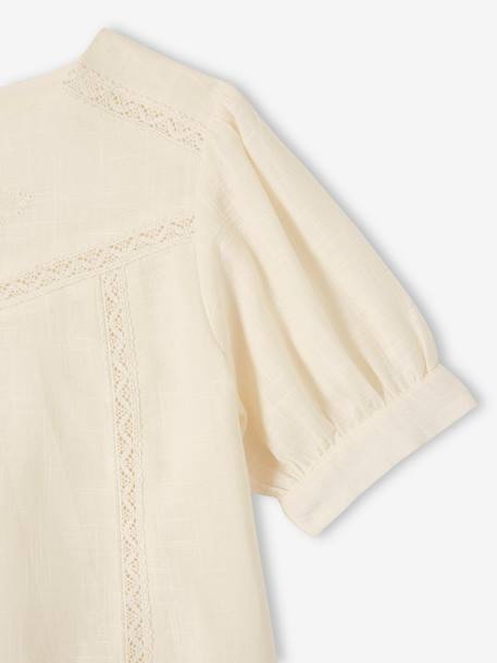 Blouse à dentelle effet lin fille écru 6 - vertbaudet enfant 