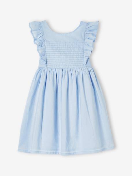 Robe de cérémonie volantée dos nu fille bleu ciel+corail 1 - vertbaudet enfant 