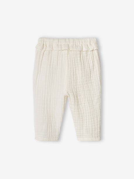 Pantalon en gaze de coton bébé bleu grisé+écru+vieux rose 5 - vertbaudet enfant 