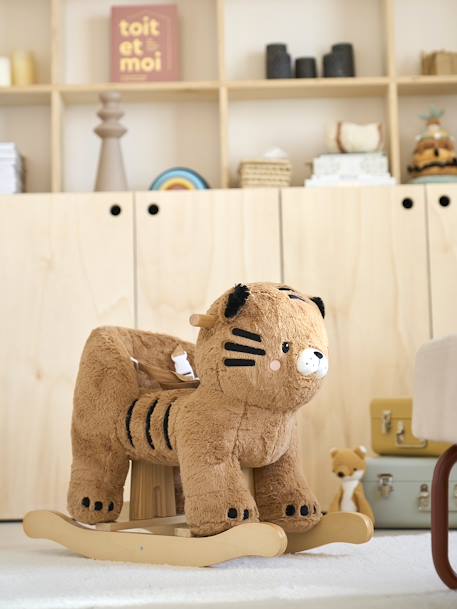 Tigre à bascule bébé en bois FSC® JAUNE MOYEN UNI AVEC DECOR 2 - vertbaudet enfant 