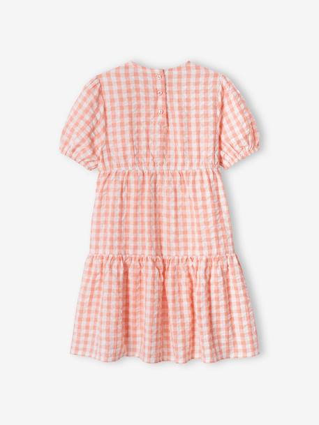 Robe à volant fille manches 3/4 corail+écru 3 - vertbaudet enfant 