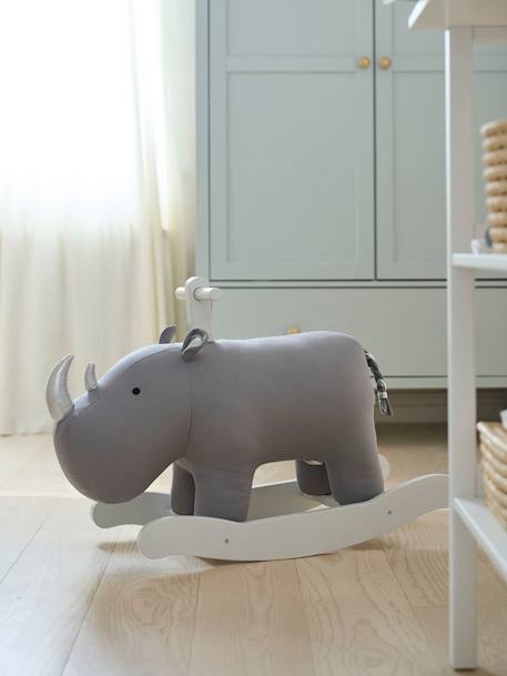 Rhinocéros à bascule FSC® GRIS CLAIR UNI AVEC DECOR 3 - vertbaudet enfant 