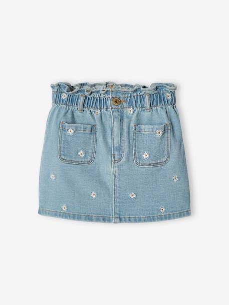 Jupe en jean brodée fleurs fille double stone 4 - vertbaudet enfant 