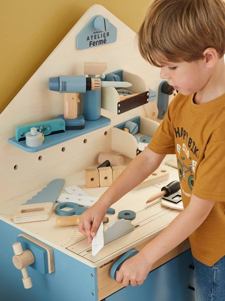 Grand établi de bricolage en bois FSC® et métal bleu 2 - vertbaudet enfant 