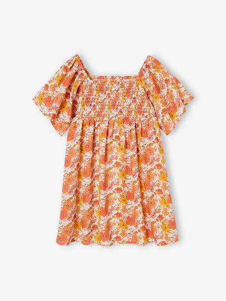 Robe à smocks imprimée fleurs fille rose nude 3 - vertbaudet enfant 