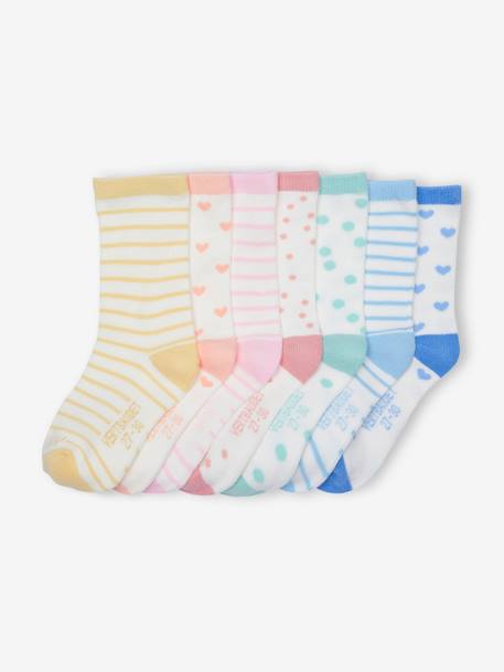 Lot de 7 paires de chaussettes fille semainier écru 1 - vertbaudet enfant 