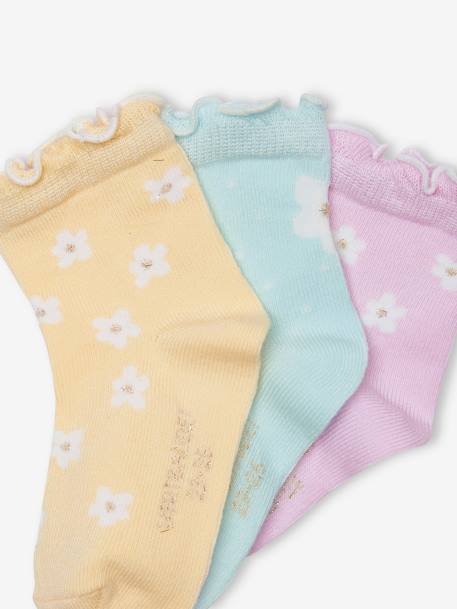 Lot de 3 paires de chaussettes 'marguerites' bébé fille jaune pâle 2 - vertbaudet enfant 