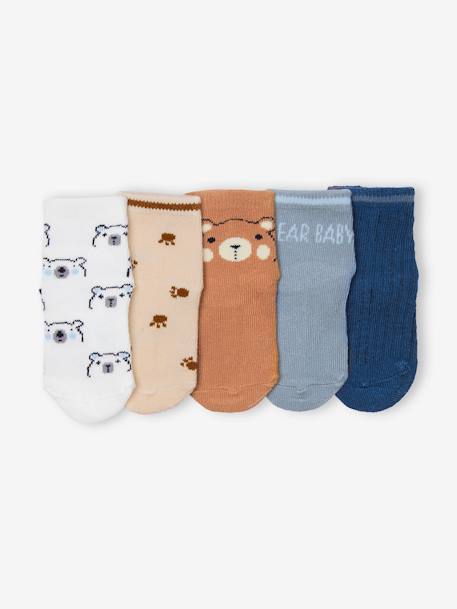 Lot de 5 paires de chaussettes 'baby bear' bébé brun 1 - vertbaudet enfant 