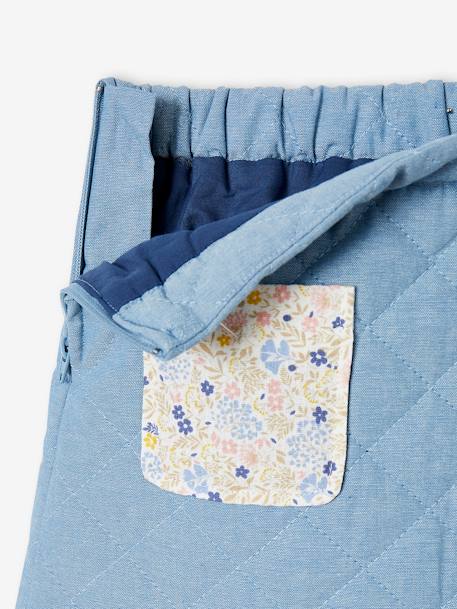 Jupe en denim matelassé fille poches imprimées fleurs double stone 5 - vertbaudet enfant 