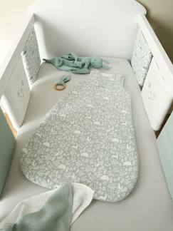 Tour de lit bébé réversible beige motif feuilles l Collection Diplododo