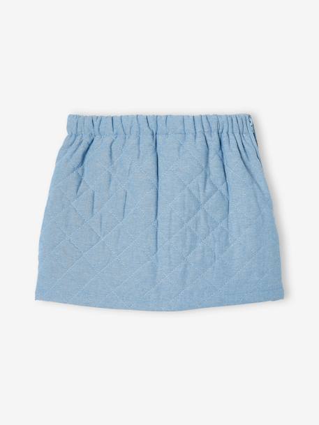 Jupe en denim matelassé fille poches imprimées fleurs double stone 4 - vertbaudet enfant 