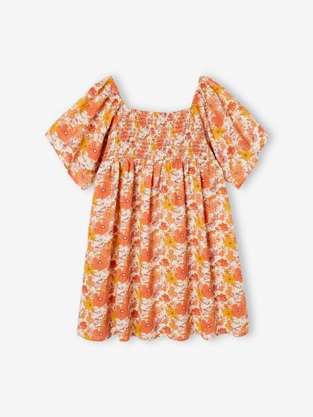 Robe à smocks imprimée fleurs fille rose nude 4 - vertbaudet enfant 