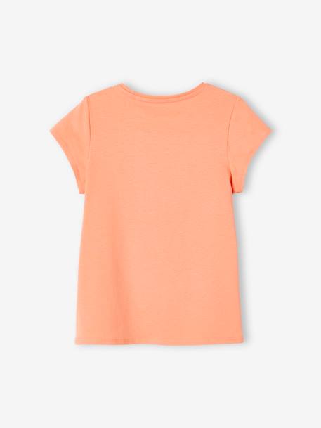Tee-shirt à message Basics fille bleu ciel+corail+écru+fraise+marine+rose bonbon+rouge+vanille+vert sapin 6 - vertbaudet enfant 