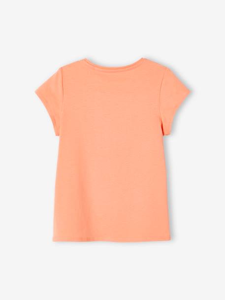 Tee-shirt à message Basics fille bleu ciel+bleu pâle+corail+écru+fraise+marine+rose bonbon+rouge+vanille+vert sapin 9 - vertbaudet enfant 